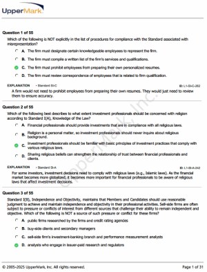 CAIA 2025 UpperMark Question Bank Level 1