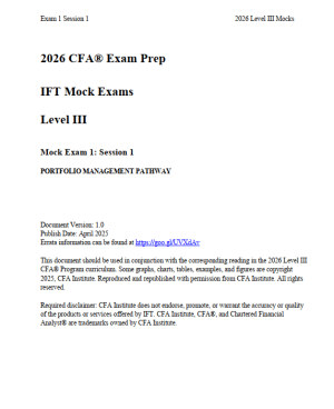 2026 CFA Level 3 IFT Mock Exams Portfolio Management Pathway