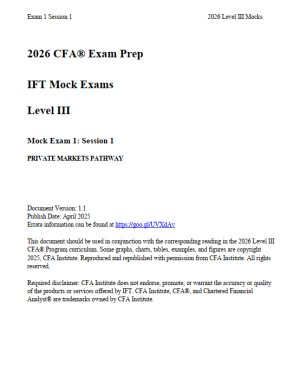 2026 CFA Level 3 IFT Mock Exams Private Markets Pathway