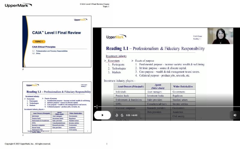 CAIA 2026 Level 1 Uppermark Final Review Video and Exams