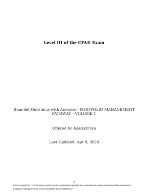 CFA 2026 AnalystPrep Level 3 Essays Portfolio Management Pathway