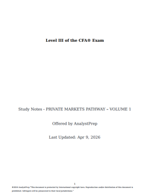 CFA 2026 AnalystPrep Level 3 Study Notes Private Market Pathway