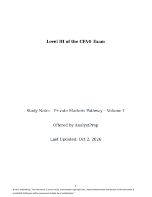 2027 CFA Level 3 AnalystPrep Study Notes + Formula Sheet Private Markets Pathway