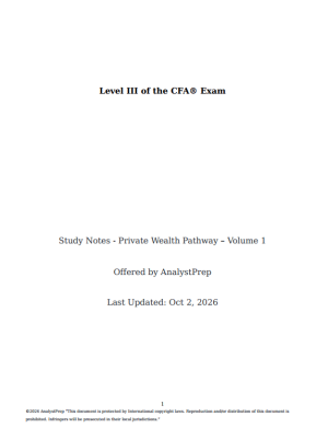 2027 CFA Level 3 AnalystPrep Study Notes + Formula Sheet Private Wealth Pathway